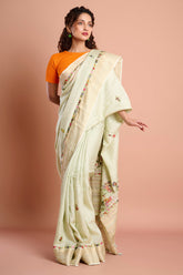 Green Dola Silk Zari Weaving Saree