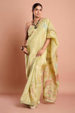 Green Onex Hand Kantha Work Saree