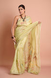 Green Onex Hand Kantha Work Saree