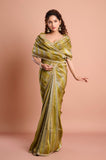 Green Organza Tissue Handwork Designer Saree