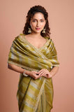 Green Organza Tissue Handwork Designer Saree