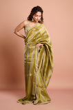 Green Organza Tissue Handwork Designer Saree