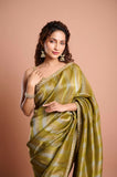 Green Organza Tissue Handwork Designer Saree