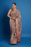 Light Gray Pure Chanderi Digital Print Saree