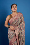 Light Gray Pure Chanderi Digital Print Saree