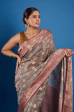 Light Gray Pure Chanderi Digital Print Saree