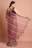 Magenta Multicolour Printed Georgette Stripe Saree