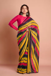Multicolour Stripes Georgette Designer Sareee