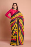 Multicolour Stripes Georgette Designer Sareee
