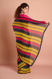 Multicolour Stripes Georgette Designer Sareee