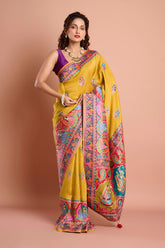 Mustard Moonga Silk Zari Weaving Saree