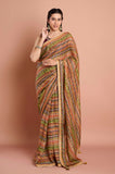 Mustard Stripes Organza Saree