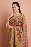 Mustard Stripes Organza Saree
