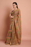 Mustard Stripes Organza Saree