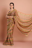Mustard Stripes Organza Saree