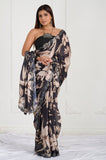 Offwhite Black Satin Saree
