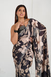 Offwhite Black Satin Saree