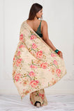 Offwhite Floral Crepe Handwork Designer Saree