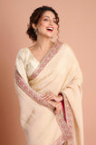 Offwhite Magenta Half & Half Weaving Tissue Saree