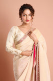 Offwhite Magenta Half & Half Weaving Tissue Saree