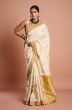 Offwhite Mustard Tissue Saree