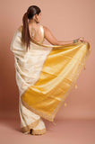 Offwhite Mustard Tissue Saree
