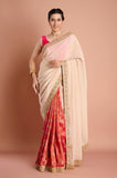Offwhite Orange Half & Half Weaving Tissue Saree