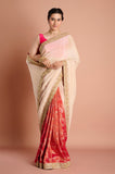Offwhite Orange Half & Half Weaving Tissue Saree