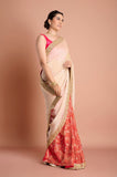 Offwhite Orange Half & Half Weaving Tissue Saree