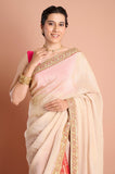 Offwhite Orange Half & Half Weaving Tissue Saree