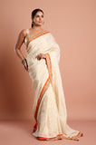 Offwhite Orange Tissue Saree
