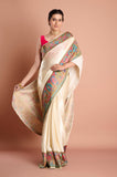 Offwhite Satin Weaving Saree