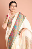 Offwhite Satin Weaving Saree