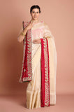Offwhite Tissue Saree With Purple Blouse Piece