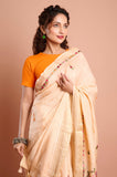 Peach Dola Silk Zari Weaving Saree