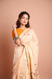 Peach Dola Silk Zari Weaving Saree