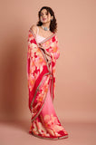 Pink Chinon Floral Sequins Designer Saree