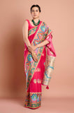 Pink Moonga Silk Zari Weaving Saree