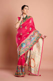 Pink Moonga Silk Zari Weaving Saree