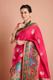 Pink Moonga Silk Zari Weaving Saree