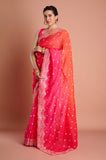 Pink Orange Shaded HO Silk Peeta Work Saree