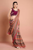 Pink Stripes Organza Saree