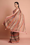 Pink Stripes Organza Saree