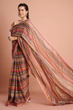 Pink Stripes Organza Saree