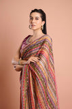 Pink Stripes Organza Saree