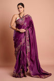 Purple Kantha Work Semi Tussar Saree
