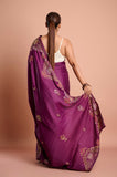 Purple Kantha Work Semi Tussar Saree
