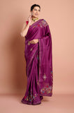 Purple Kantha Work Semi Tussar Saree