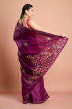 Purple Kantha Work Semi Tussar Saree