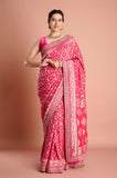 Rani Bandhani Georgette Handwork Saree